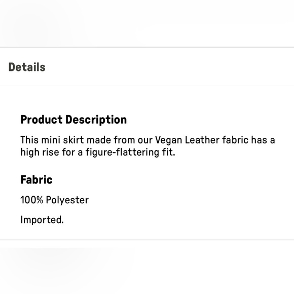Fabletics Vegan Leather high waisted mini skirt - Picture 6 of 6